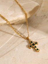 Load image into Gallery viewer, Stainless Steel Zircon Cross Pendant Necklace