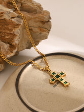 Load image into Gallery viewer, Stainless Steel Zircon Cross Pendant Necklace