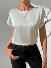 Load image into Gallery viewer, Round Neck Short Sleeve Blouse