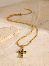 Load image into Gallery viewer, Stainless Steel Zircon Cross Pendant Necklace