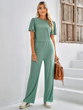 Load image into Gallery viewer, Textured Flutter Sleeve Top and Pants Set