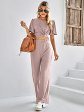 Load image into Gallery viewer, Textured Flutter Sleeve Top and Pants Set
