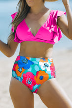 Load image into Gallery viewer, Cropped Swim Top and Floral Bottoms Set