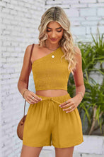 Load image into Gallery viewer, Smocked One-Shoulder Sleeveless Top and Shorts Set