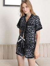 Load image into Gallery viewer, Lapel Collar Shirt and Shorts Pajama Set