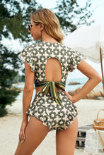 Load image into Gallery viewer, Printed Flutter Sleeve Ruffled Two-Piece Swimsuit