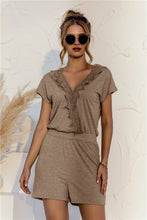 Load image into Gallery viewer, Lace Trim V-neck Romper