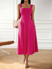 Load image into Gallery viewer, Square Neck Sleeveless Lace-Up Dress