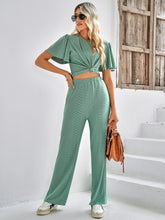 Load image into Gallery viewer, Textured Flutter Sleeve Top and Pants Set
